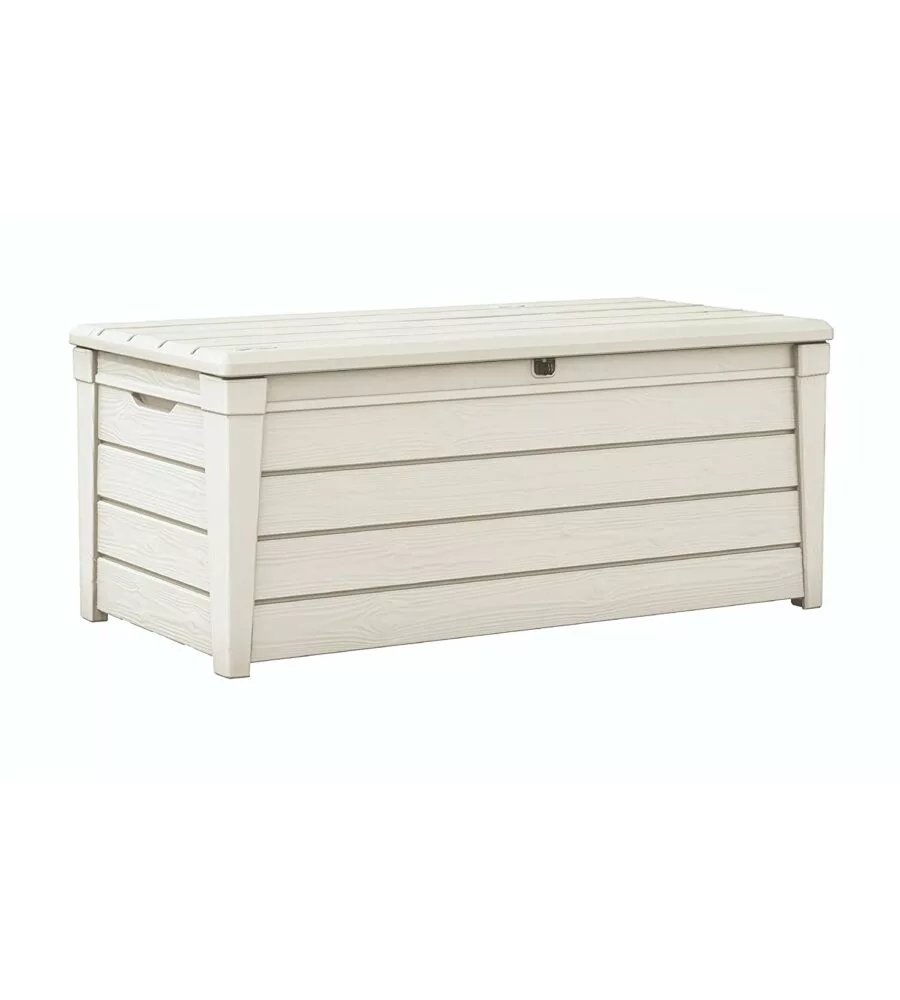 Baule keter "brightwood pool box" in resina bianco, 145x69,7x60,3 cm